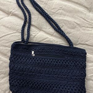 Lina Dark Blue Crochet Crossbody Bag